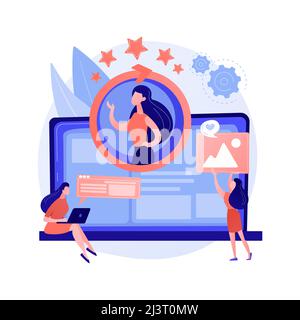 Face recognition, personal identification, secure access. Profile entry, data storage opening. Female account holder cartoon character. Vector isolate Stock Vector