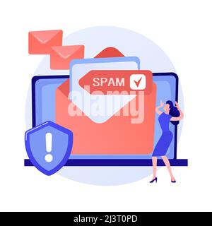 Email service, online correspondence, internet communication. Electronic mail box, message bunch, incoming letters. Female addressee cartoon character Stock Vector