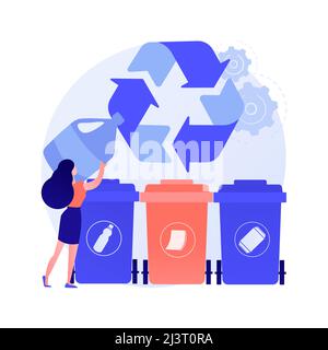 Garbage collection and sorting abstract concept vector illustration. Household waste collection, local disposal systems, waste segregation, urban curb Stock Vector