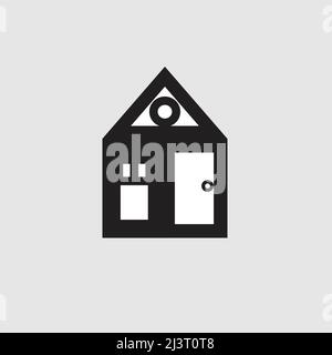 Simple house logo made of geometric shapes, vector on white background Stock Vector