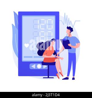 Blood pressure screening abstract concept vector illustration. Pharmacy screening facility, blood pressure self-check, clinical examination, health ca Stock Vector