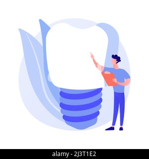 Teeth dentures implants abstract concept vector illustration. Denture implant, teeth whitening, tooth permanent replacement, cosmetic dentistry, ortho Stock Vector