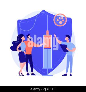 Vaccination of adults abstract concept vector illustration. Flu vaccination of adult, grown up immunization schedule, vaccine-preventable diseases lis Stock Vector