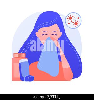 Allergic diseases abstract concept vector illustration. Atopic allergy, severe reaction, antihistamines therapy, allergic disease treatment, skin rash Stock Vector