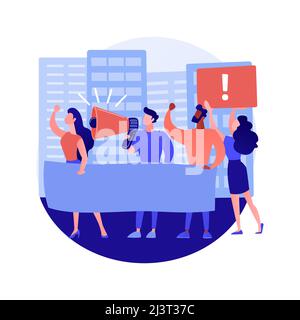 Social movement abstract concept vector illustration. Big crowd, mass protest, social or political change, group action, democratic movement, politica Stock Vector