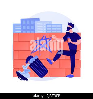 Vandalism abstract concept vector illustration. Destruction and damage, public or private property, political vandalism, violence and looting, buildin Stock Vector