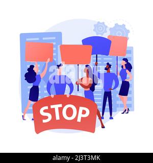 Mass protest abstract concept vector illustration. Demonstration, violent riots, social movement, political rights, racial equity, law enforcement, po Stock Vector