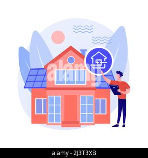 Passive house abstract concept vector illustration. Passive house standarts, heating efficiency, reducing ecological footprint, energy saving technolo Stock Vector
