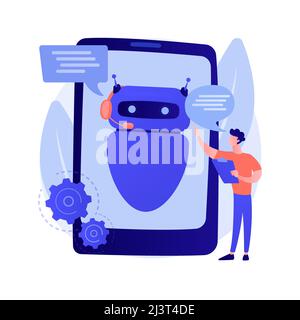 Dialog with chatbot. Artificial intelligence reply to question. Tech support, instant messaging, hotline operator. AI assistant. Client bot consultant Stock Vector