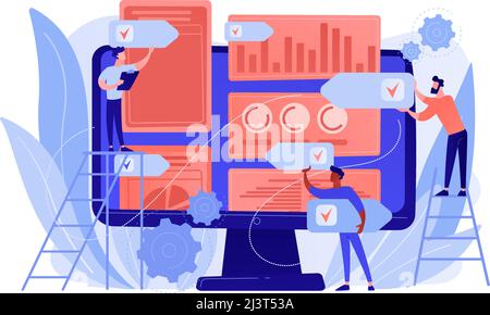 Digital PR agency increase online presence. PR strategy, natural link acquisition and domain authority, brand awareness and keyword rankings concept. Stock Vector