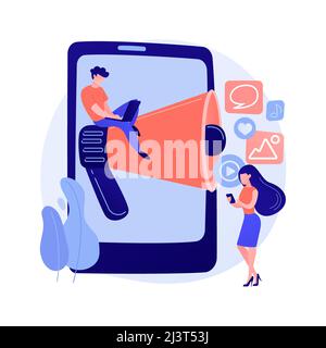 Social media news and tips abstract concept vector illustration. Social media marketing, algorithm news, promote profile, engagement tips, latest upda Stock Vector