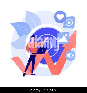 High ROI content abstract concept vector illustration. Social media marketing, online content production, high ROI publication, return on investment m Stock Vector