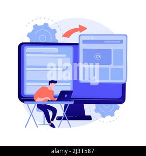 Microsite development abstract concept vector illustration. Microsite web development, small internet site, graphic design service, landing page, soft Stock Vector