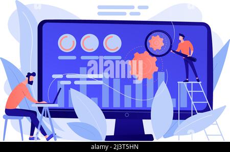 CRO analyst and specialist increase customers percentage. Conversion rate optimization, digital marketing system, lead attraction marketing concept. P Stock Vector