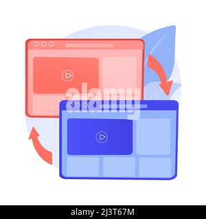 Cross-browser compatibility abstract concept vector illustration. Multi-browser compatible, cross-browser development, software compatibility testing, Stock Vector