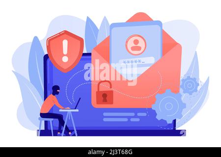 Computer pirate hacker create software designed to cause damage to a computer, server or computer network. Malware, computer virus, spyware concept. P Stock Vector