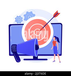 Addressable TV advertising abstract concept vector illustration. TV ad campaign, new advertising technology, addressable television, target marketing, Stock Vector