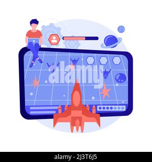 Action game abstract concept vector illustration. Fighting pc game, first-person shooter, action games championship, multiplayer online battle arena, Stock Vector