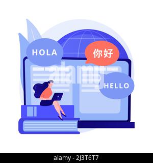 Language translation abstract concept vector illustration. Online language translator, multilingual translation app, business service, technical docum Stock Vector