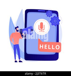 Speech to text abstract concept vector illustration. Multi-language speech recognizer, convert speech to text, voice-to-text software, voice recogniti Stock Vector