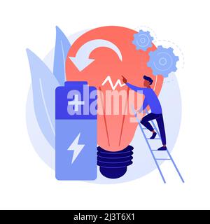 Innovative battery technology abstract concept vector illustration. Energy saving technology, battery creation, innovative science project, economy, e Stock Vector