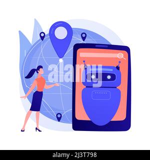 AI in travel and transportation abstract concept vector illustration. Artificial intelligence in transportation, AI travel recommendations, smart book Stock Vector