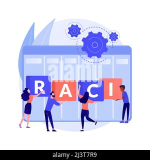 RACI matrix abstract concept vector illustration. Responsibility assignment matrix, linear responsibility chart, project management roles, decision ma Stock Vector