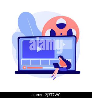 Video design abstract concept vector illustration. Video editing software, projection design course, scenic designer service, professional freelance e Stock Vector