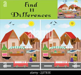 Find differences children's activity educational game vector art Stock ...