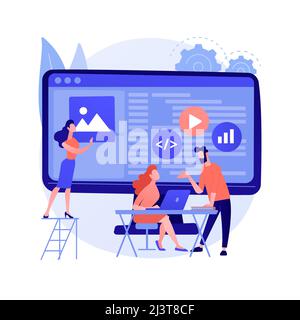Software development team abstract concept vector illustration. Remote teamwork, digital team on demand, professional, certified software developer, h Stock Vector