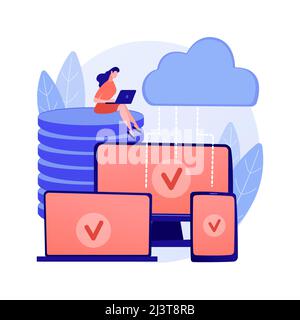 SaaS technology abstract concept vector illustration. Software as a service, cloud computing, application service, customer access, software licensing Stock Vector
