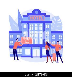 Lifestyle hotel abstract concept vector illustration. Hospitality industry, cutting-edge resort, online booking, traveler review, free breakfast, wi-f Stock Vector