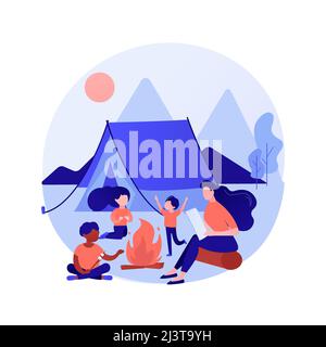 Summer camp for kids abstract concept vector illustration. International camp, online virtual program, meet new friends, socializing, scout camping, d Stock Vector