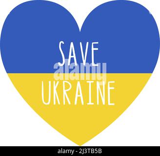 Stop War in Ukraine concept vector illustration. Heart, love for Ukraine, Ukrainian flag and map illustration. Save Ukraine from Russia. Vector illustration Stock Vector