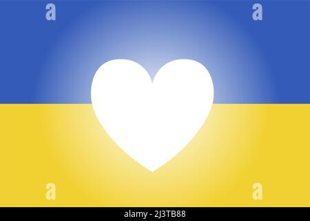 Stop War in Ukraine concept vector illustration. Heart, love for Ukraine, Ukrainian flag illustration background. Save Ukraine from Russia. Stock Vector