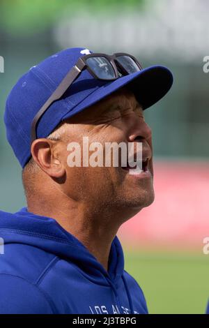 April 9 2022: Los Angeles shortstop Trea Turner (6) before the game with  Los Angels Dodgers and Colorado Rockies held at Coors Field in Denver Co.  David Seelig/Cal Sport Medi(Credit Image Stock