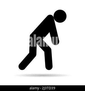 Tired man icon with shadow, sleep emotion tired sign, bored concept symbol, graphic vector illustration . Stock Vector