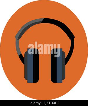 Headphones vector icon. Black symbol isolated on flat background Stock Vector