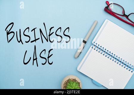 Text sign showing Business Case. Conceptual photo Proposition Undertaking Verbal Presentation New Task Flashy School Office Supplies, Teaching Stock Photo