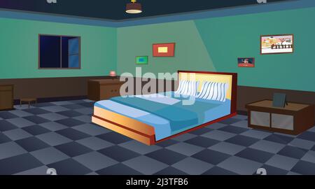 Poor room inside cartoon background, Room vector artwork illustration. Stock Vector