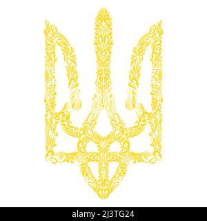 Ukraine coat of arms floral yellow Stock Vector