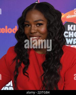 Laci Mosley arrives at the Kids Choice Awards on Saturday, April 9