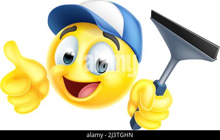 Window Cleaning Car Wash Squeegee Emoticon Icon Stock Vector