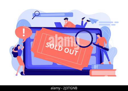 Popular show, best concerts and music festivals searching. Online booking system. Sold-out event, sold-out crowd, no tickets available concept. Pink c Stock Vector