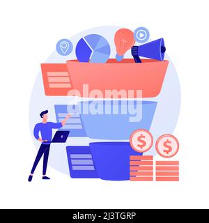 Sales pipeline management abstract concept vector illustration. Pipeline analysis, CRM, representation of sales prospects, customer prospects lifecycl Stock Vector