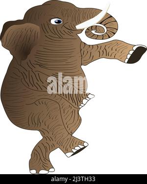 Cute little mastodon playing vector art. Stock Vector