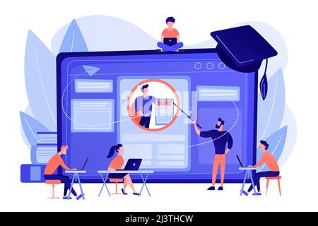 Marketing students create corporate identity. Personal branding course, strategic self-marketing education, personal branding online courses concept. Stock Vector