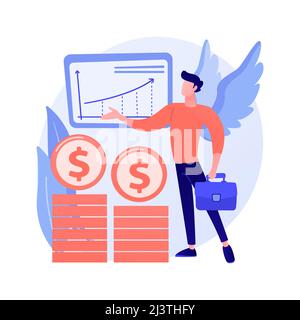 Angel investor abstract concept vector illustration. Startup financial support, business startup professional advice help, fundraising, online crowdfu Stock Vector