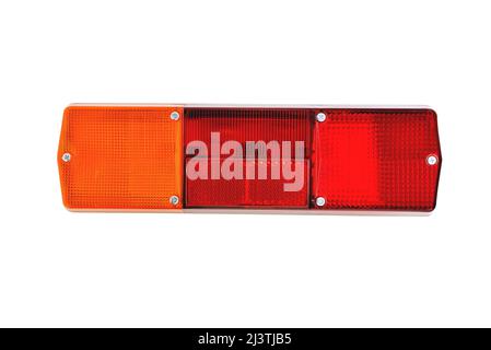 back light, car tail light, multi-section truck tail light, auto part, car detail white background close-up Stock Photo