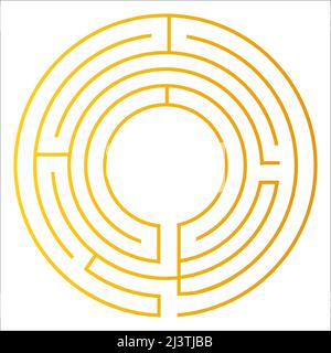 Golden labyrinth on the white background vector illustration Stock Vector